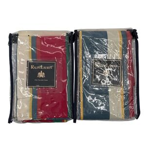 Vintage Ralph Lauren Cape Red Striped Standard Sham Lot Of‎ 2 Made In USA